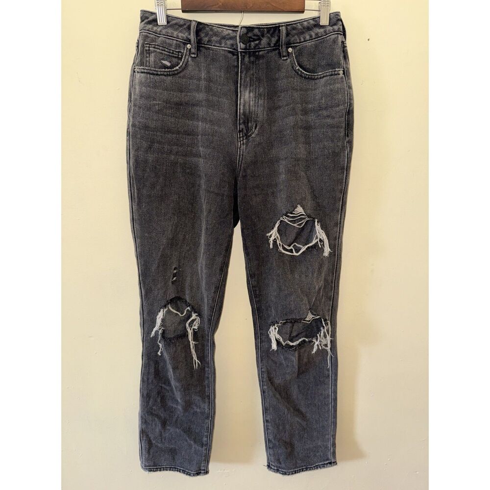 PacSun Distressed Mom Jeans Black Ripped Denim Size 28